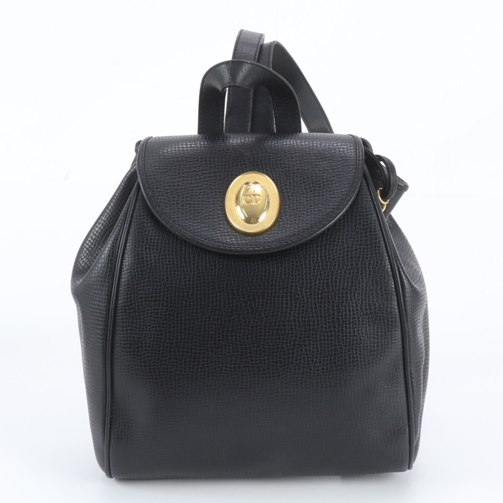 Christian Dior Leather Backpack, Black, for Women